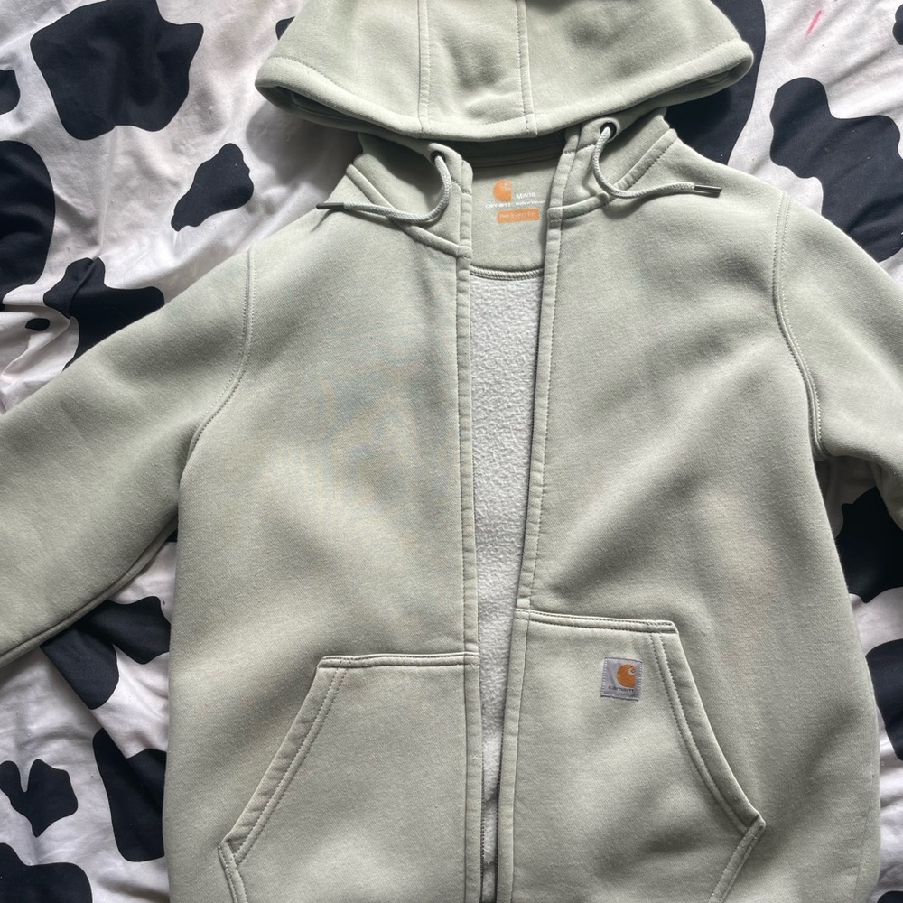 Light Green Carhartt Zip Up Sweatshirt